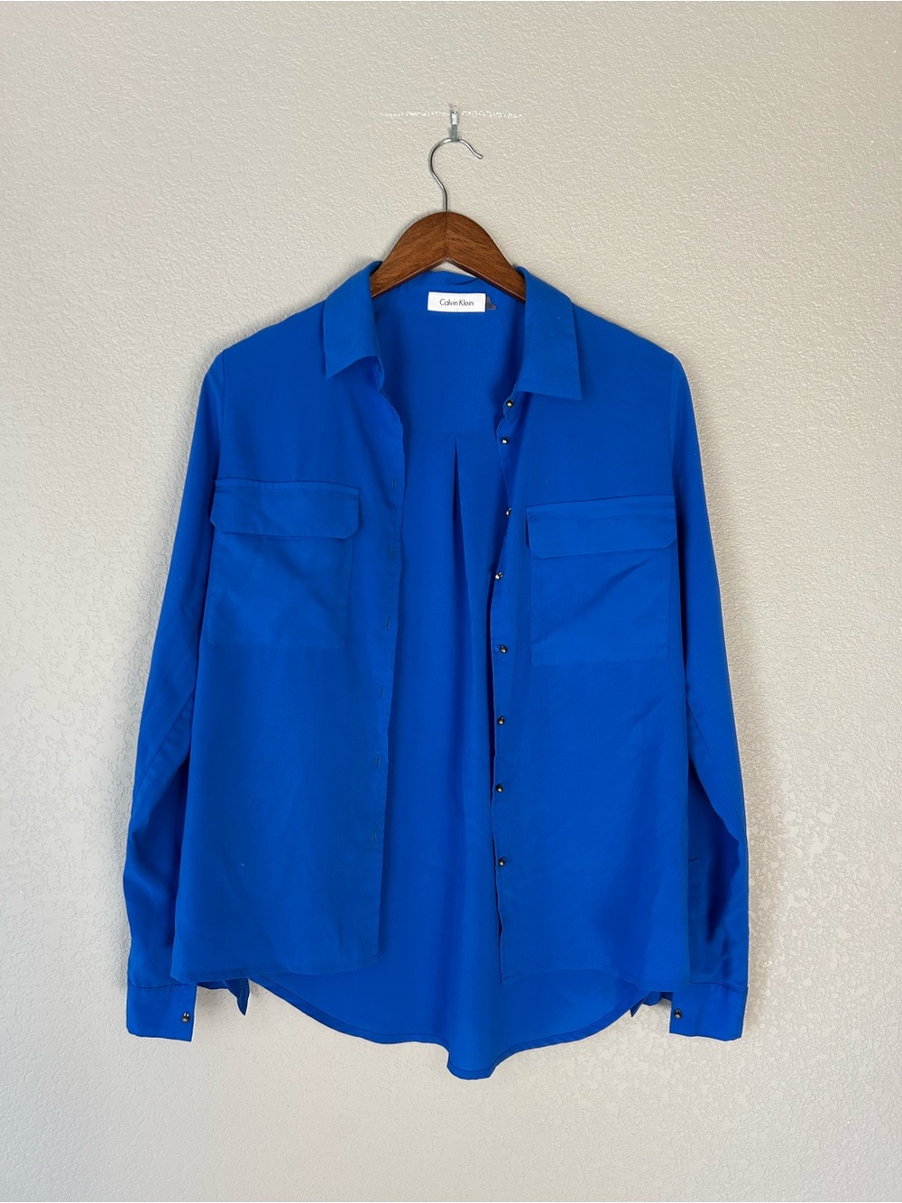 Calvin Klein Bright Blue Lightweight Button Up Long Sleeve